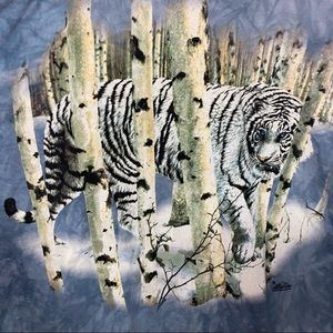 Vintage 1999 The Mountain White Tiger Tie-Dye Tee XL Blue Graphic Tee Tiger King